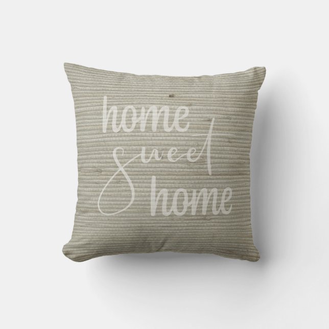 Boho natural home sweet home throw pillow (Front)