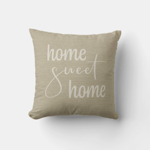 Boho natural home sweet home  throw pillow