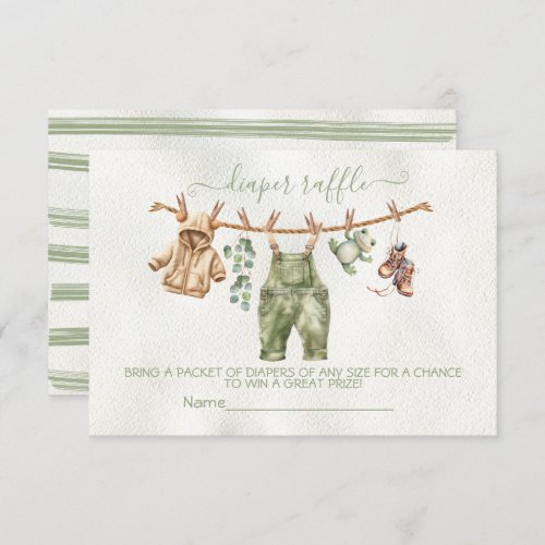 Boho Nature Baby Shower Clothesline Diaper Raffle Invitation