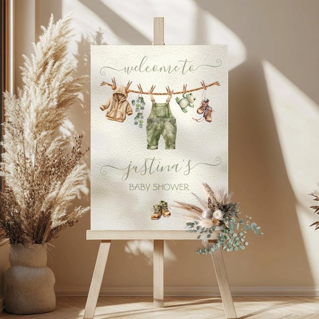 Boho Nature Baby Shower Clothesline Welcome Sign (Creator Uploaded)