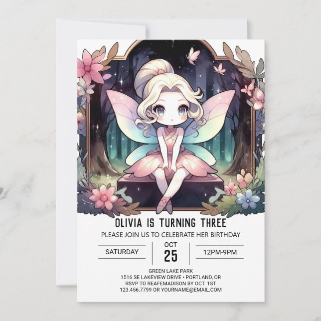 Boho Nature Fairy Birthday Invitation (Front)