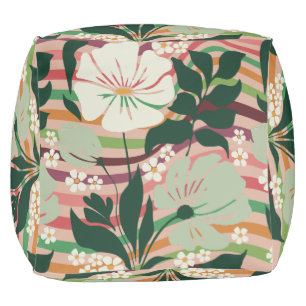Boho nature lovers floral pattern pouf
