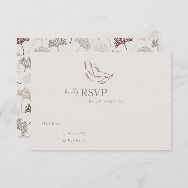 Boho Nature Neutral Botanic Wedding Simple RSVP Card (Front/Back)