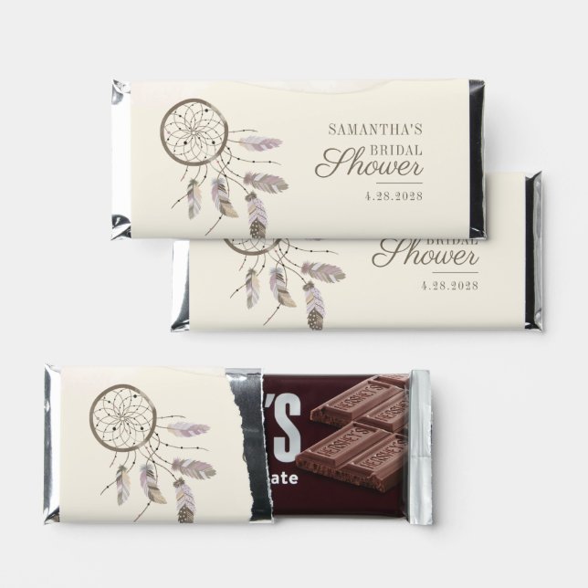Boho Nature Rustic Bridal Shower Script  Hershey Bar Favors (Front)