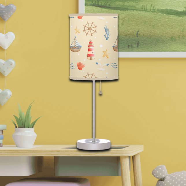 Boho Nautical Boat Lighthouse Pattern Table Lamp (Creator Uploaded)
