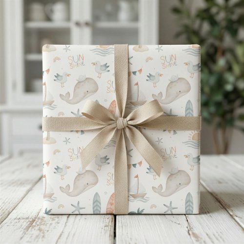 Boho Nautical Ocean Baby Shower Wrapping Paper
