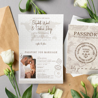 Boho Nautical Passport Destination Wedding Invitation