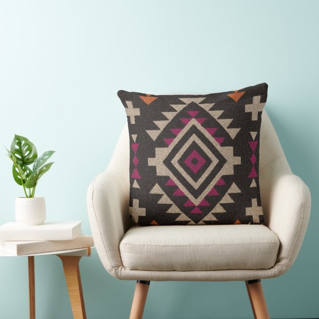 Boho Navajo Tribal Throw Pillow (Chair)
