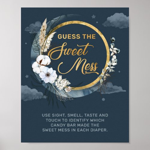 Boho navy and gold foil Guess The Sweet Mess game Poster