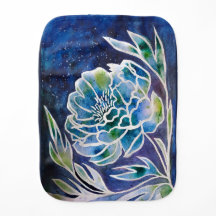Boho Navy Blue Celestial Dahlia Floral Watercolor