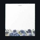 Boho Navy Blue Roses and Peonies Personalized Notepad<br><div class="desc">Blue floral notepads featuring a watercolor garland consisting of navy blue roses and peonies with greenery. These boho floral notepads will be a great accent to any office. Personalize by adding name,  website,  address and other details. Perfect as a personalized gift.</div>