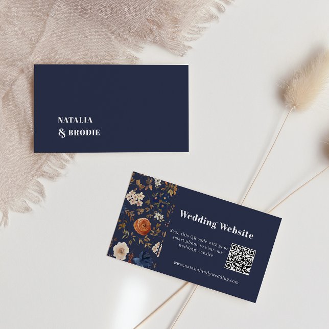 Boho Navy Blue Terracotta Wedding Enclosure Card (Creator Uploaded)