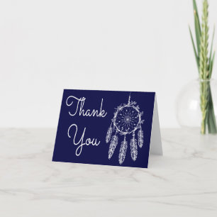 Boho Navy Blue Thank You Dream Catcher Card
