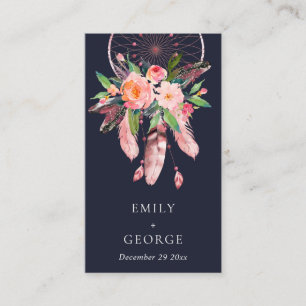 BOHO NAVY FLORA BLUSH DREAM CATCHER WEDDING DETAIL BUSINESS CARD