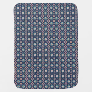 Boho Navy Floral Stripe Tapestry Baby Blanket
