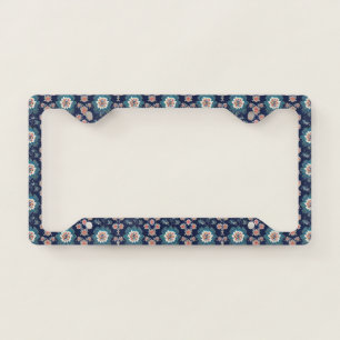 Boho Navy Floral Stripe Tapestry License Plate Frame