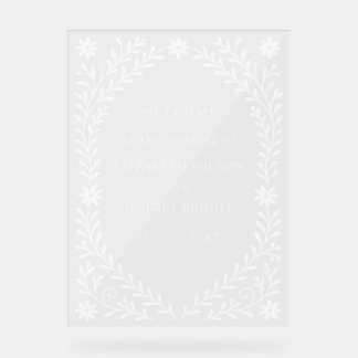 Boho Navy Floral Wedding Welcome Sign