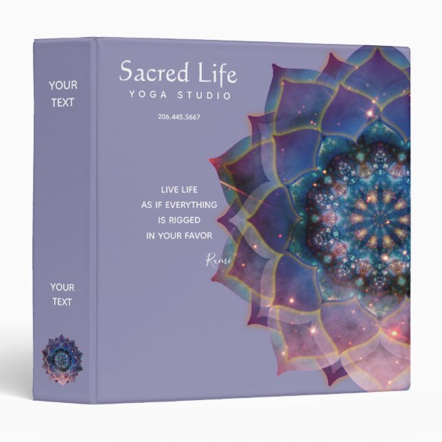Boho Nebula Bloom | Mandala Design 3 Ring Binder (Front/Spine)
