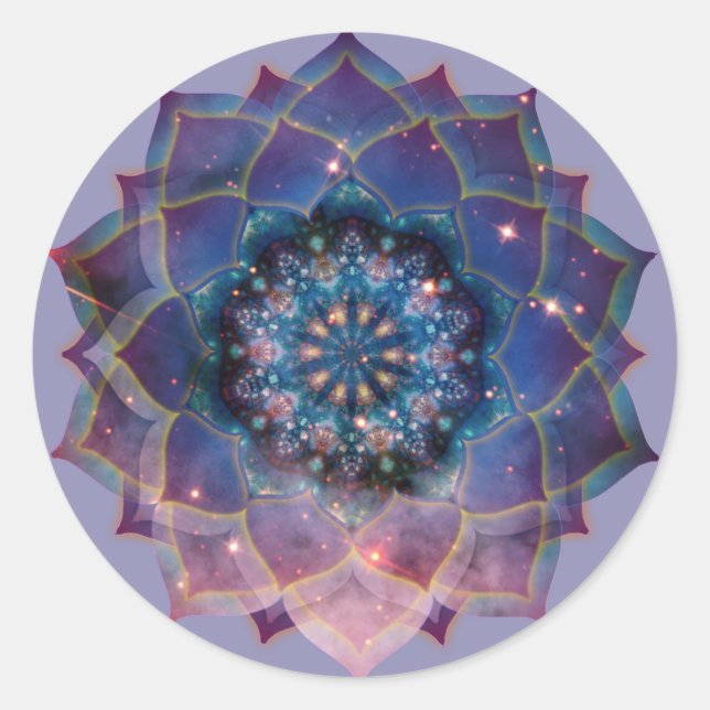 Boho Nebula Bloom | Mandala Design Classic Round Sticker (Front)