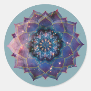 Boho Nebula Bloom Mandala Design Classic Round Sticker