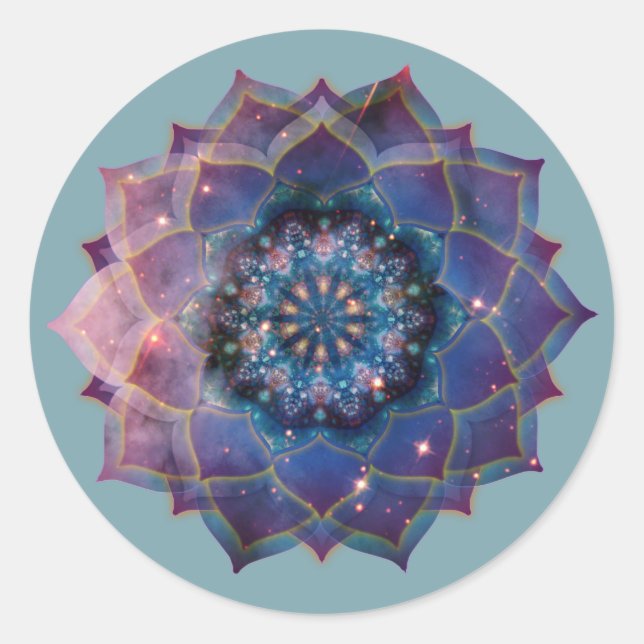 Boho Nebula Bloom | Mandala Design Classic Round Sticker (Front)