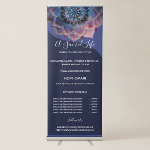 Boho Nebula Bloom   Mandala Design Retractable Banner
