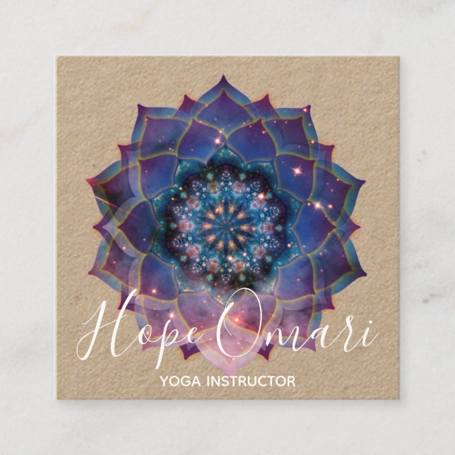 Boho Nebula Bloom | Mandala Design Square Business Card (Front)