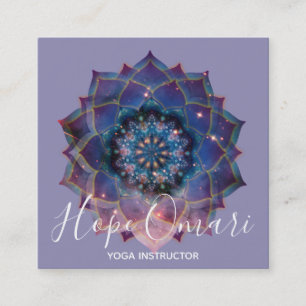 Boho Nebula Bloom Mandala Design Square Business Card