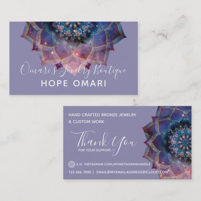 Boho Nebula Mandala, Mystical Business Card (Front/Back)