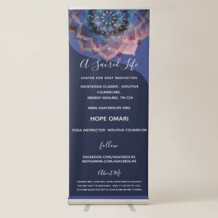 Boho Nebula Mandala, Mystical Retractable Banner