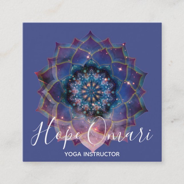 Boho Nebula Mandala, Mystical Square Business Card (Front)