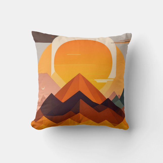 BOHO NEO GEO SUNSET THROW PILLOW (Front)