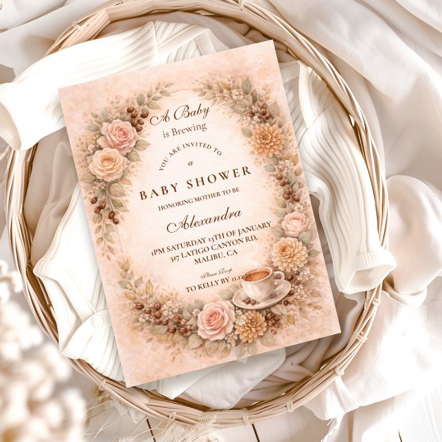 Boho Neutral A Baby Is Brewing Invitation (Creator Uploaded)