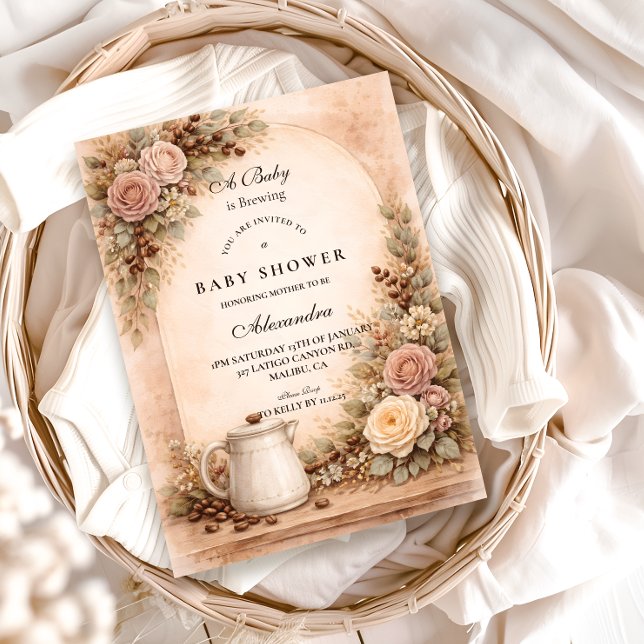 Boho Neutral A Baby Is Brewing Shower Invitation (Creator Uploaded)