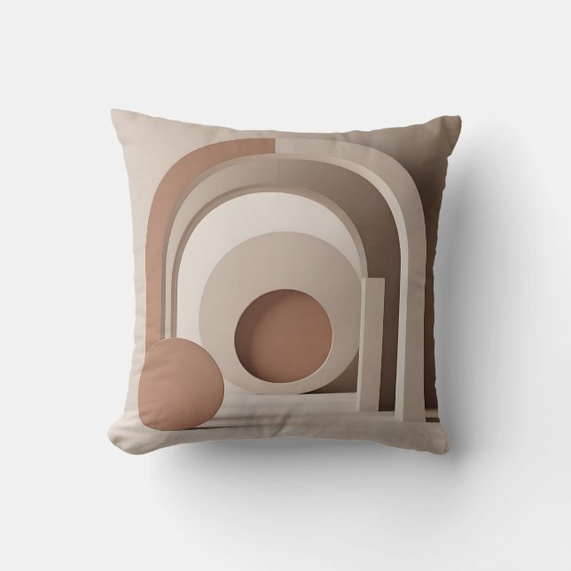 Boho Neutral Arch Geometric Modern  Throw Pillow (Front)