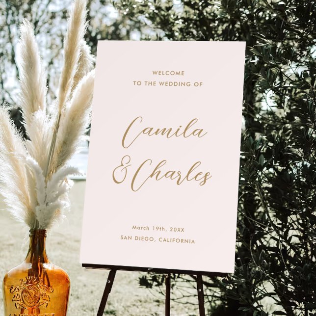 Boho Neutral Beach Wedding Welcome  Foam Board (Creator Uploaded)