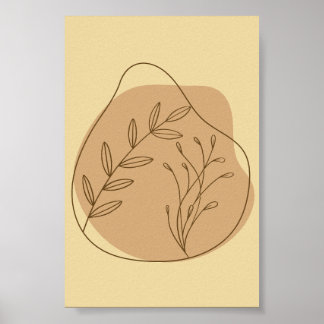 Boho Neutral Botanical Abstract Wall Art Print Set