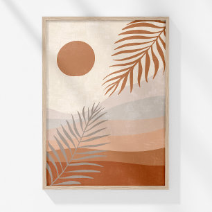 Boho Neutral Botanical Landscape Wall Art Poster