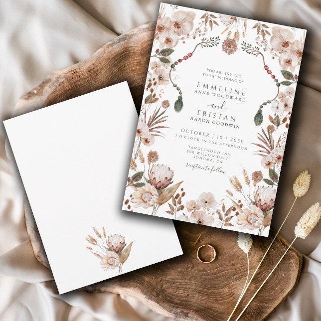 Boho Neutral Botanical Wedding Invitation (Creator Uploaded)