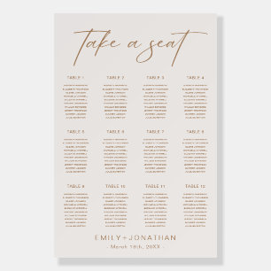 Boho Neutral Champagne Wedding Seating Chart Foam Board
