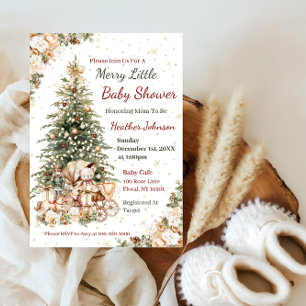 Boho Neutral Christmas Baby Shower Invitation