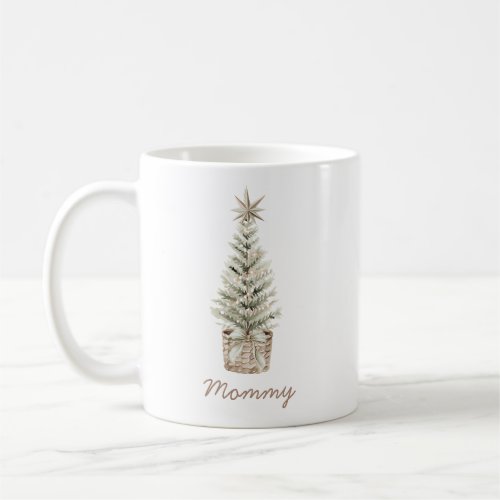 Boho Neutral Christmas Tree Mommy Mug