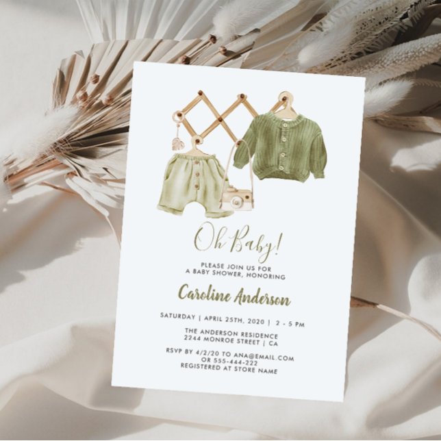 Boho Neutral Clothes Baby Shower Invitation (Creator Uploaded)