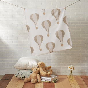 Boho Neutral Color Hot Air Balloons Baby Blanket