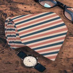 Boho Neutral Colored Stripes Necktie