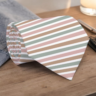 Boho Neutral Colored Stripes Necktie