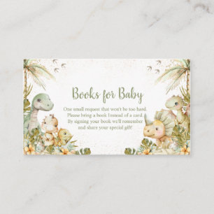 Boho Neutral Dinosaur Baby Shower, Books for Baby Enclosure Card