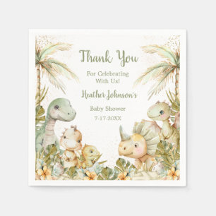 Boho Neutral Dinosaur Baby Shower Napkins