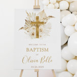 Boho Neutral Dried Palm Floral Baptism Welcome Poster at Zazzle