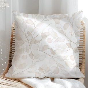 Boho Neutral Dry Lunaria Moon Violet Throw Pillow